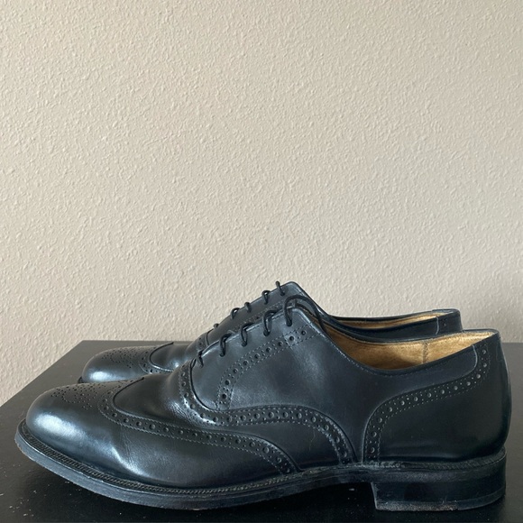 COLE HAAN Mens Dressy Shoes Black Leather Wingtip Oxfords Sz 10.5‎ - Picture 1 of 9